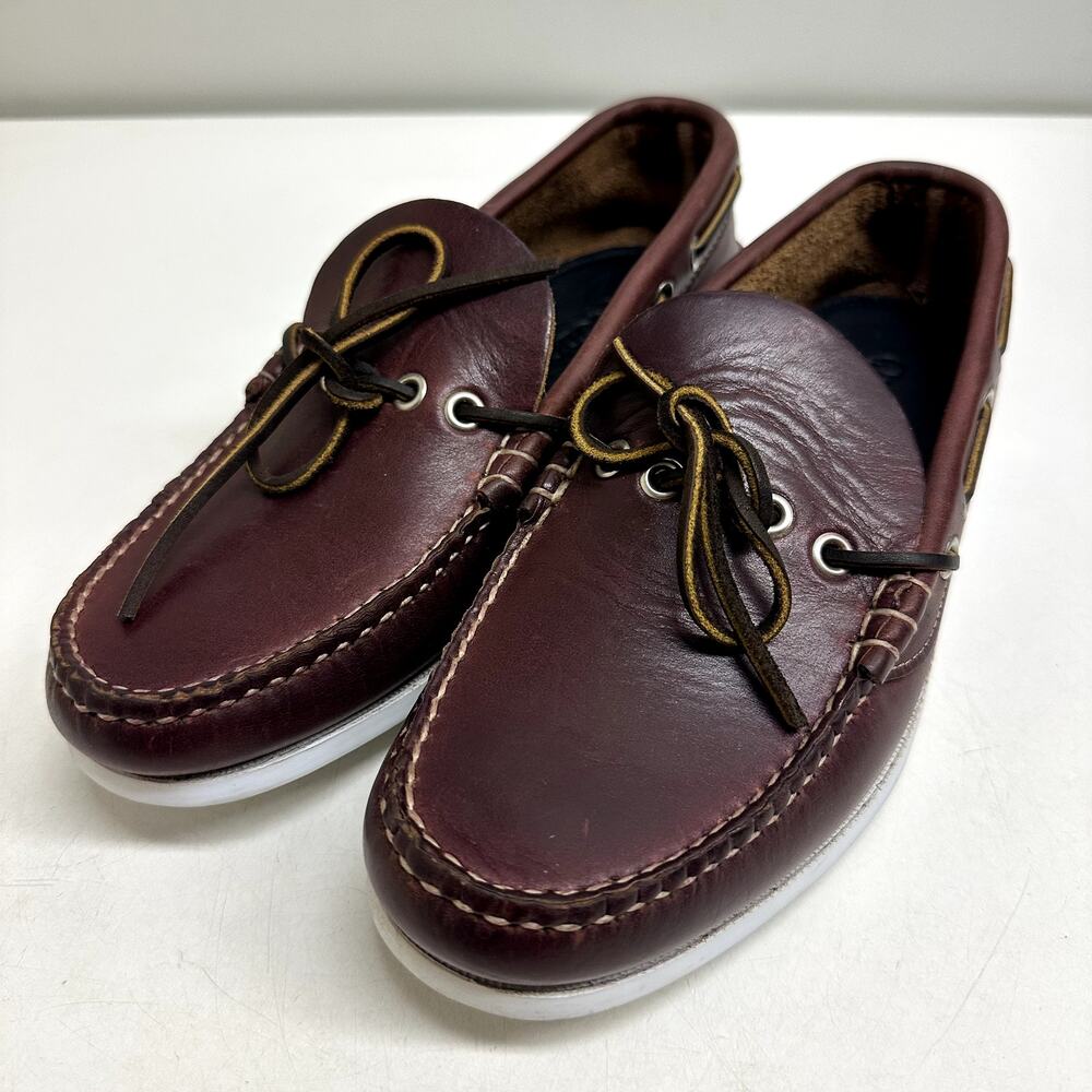 NWOT Quoddy Men’s Head Boat Shoe Burgundy Moc Toe Loafer Made in USA 8.5 D